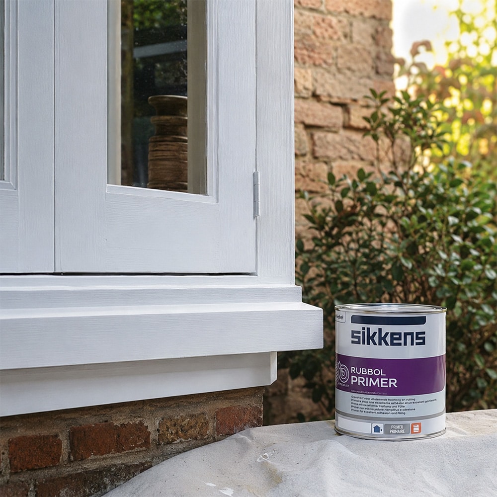 Sikkens Rubbol Primer met witte kozijnen