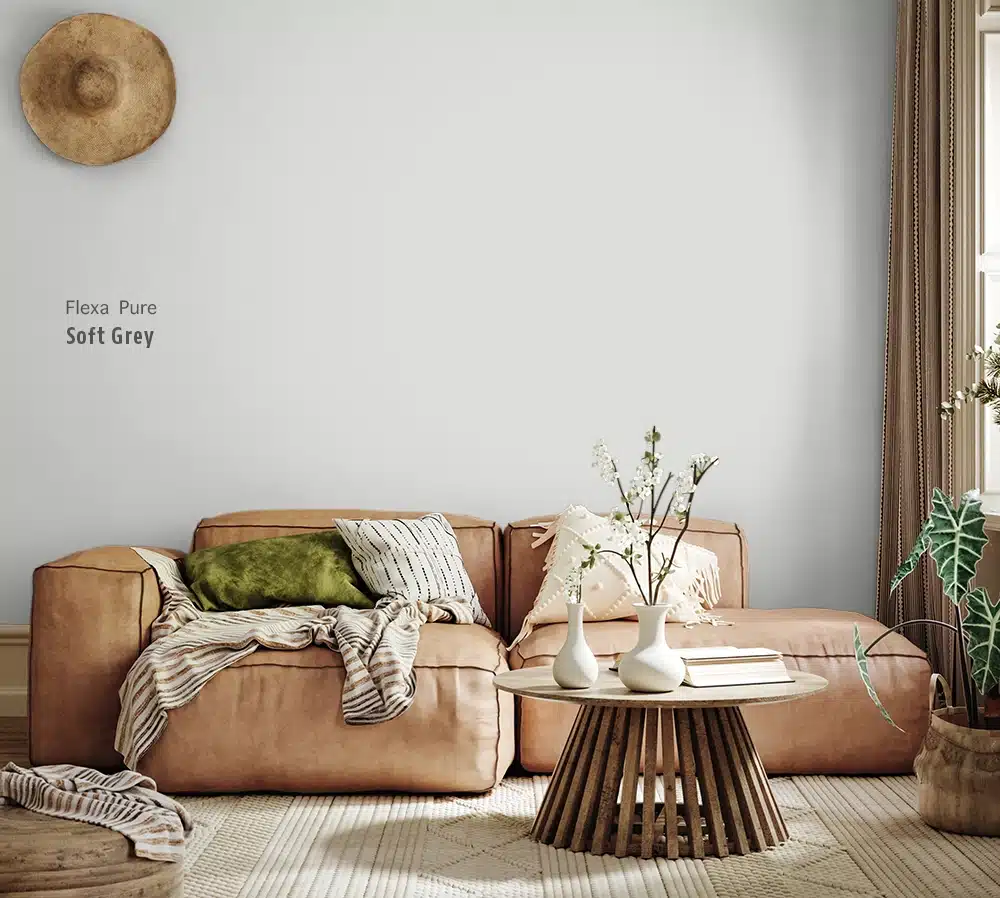 soft grey Flexa Pure voorbeeld op de muur