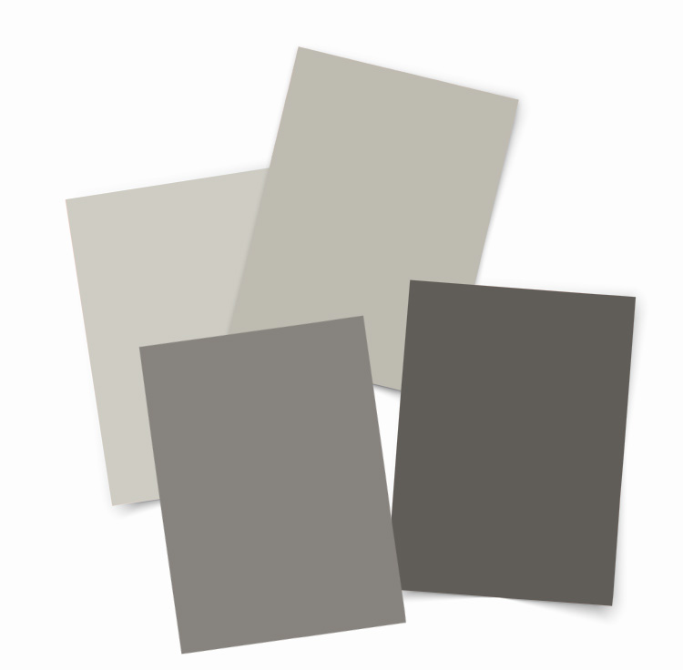 4 kleuren tinten grijs